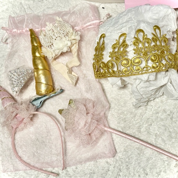 Pink Feathered Dress princess ball sequin photoshoot flower pageant crown lace - Picture 6 of 11